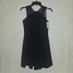 Nickie Lew Black Mesh Neckline Fit Flare Dress Kids Size 14 Party Formal